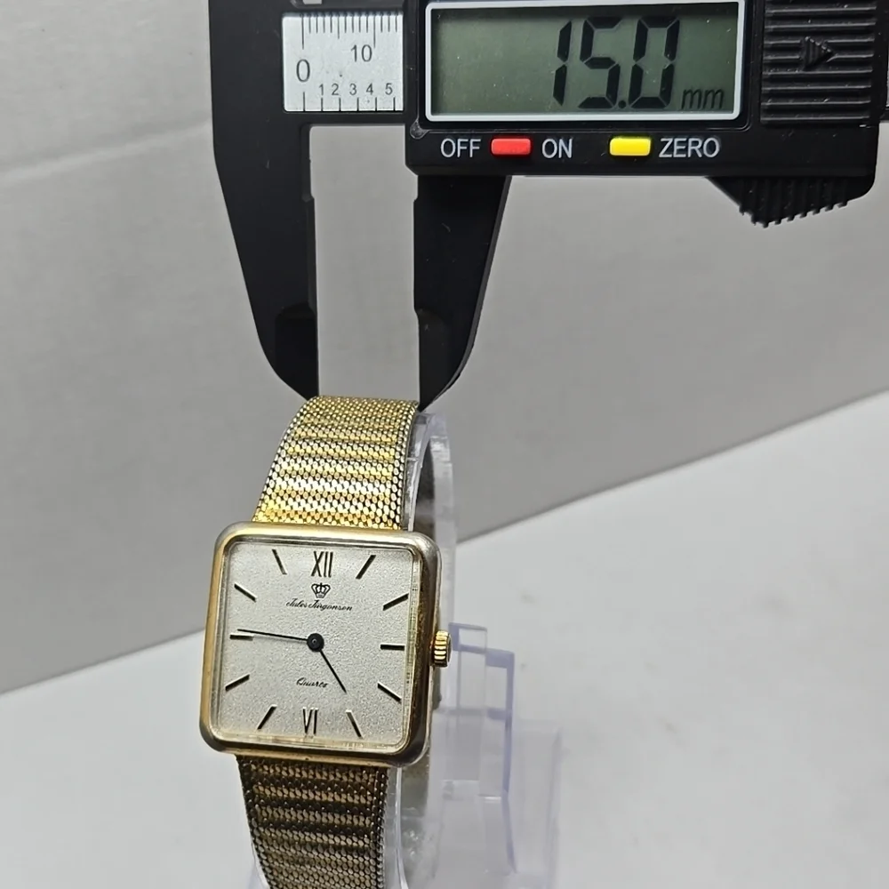Rare Vintage Mens Jules Jurgensen 4154 Watch 29mm Gold Tone Square New Battery